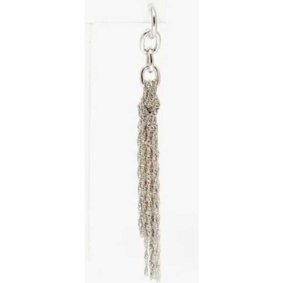 Chain Dangle Earrings Silvertone - Picture 2 of 2